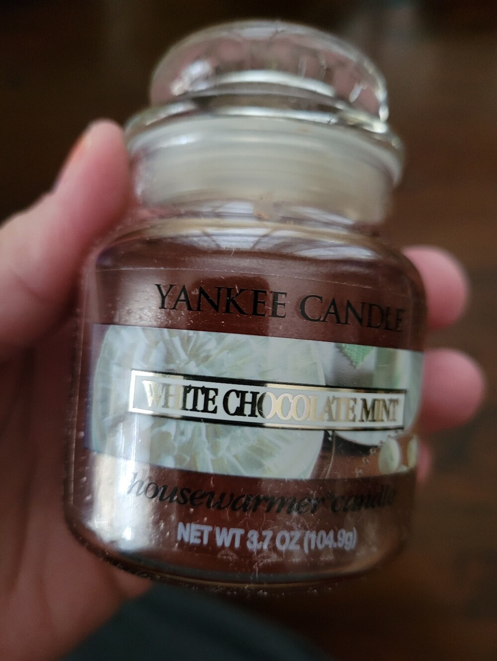 Yankee Candle White Chocolate Mint 3.7 oz. Housewarmer Candle Glass Jar